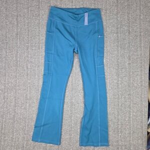 Jaanuu Perri Yoga Scrub Pants Women M UltraSOFT Teal Bootcut Pockets NWT